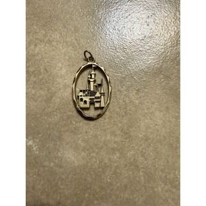 Signed Sterling Silver Walt Disney World Castle Fantasia Charm Pendant USA